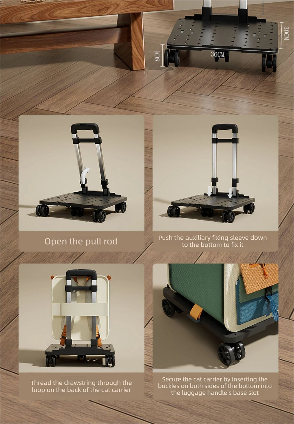 Lunara Roam Cat Carrier with Wheels Ideal for Travel Walking and Camping