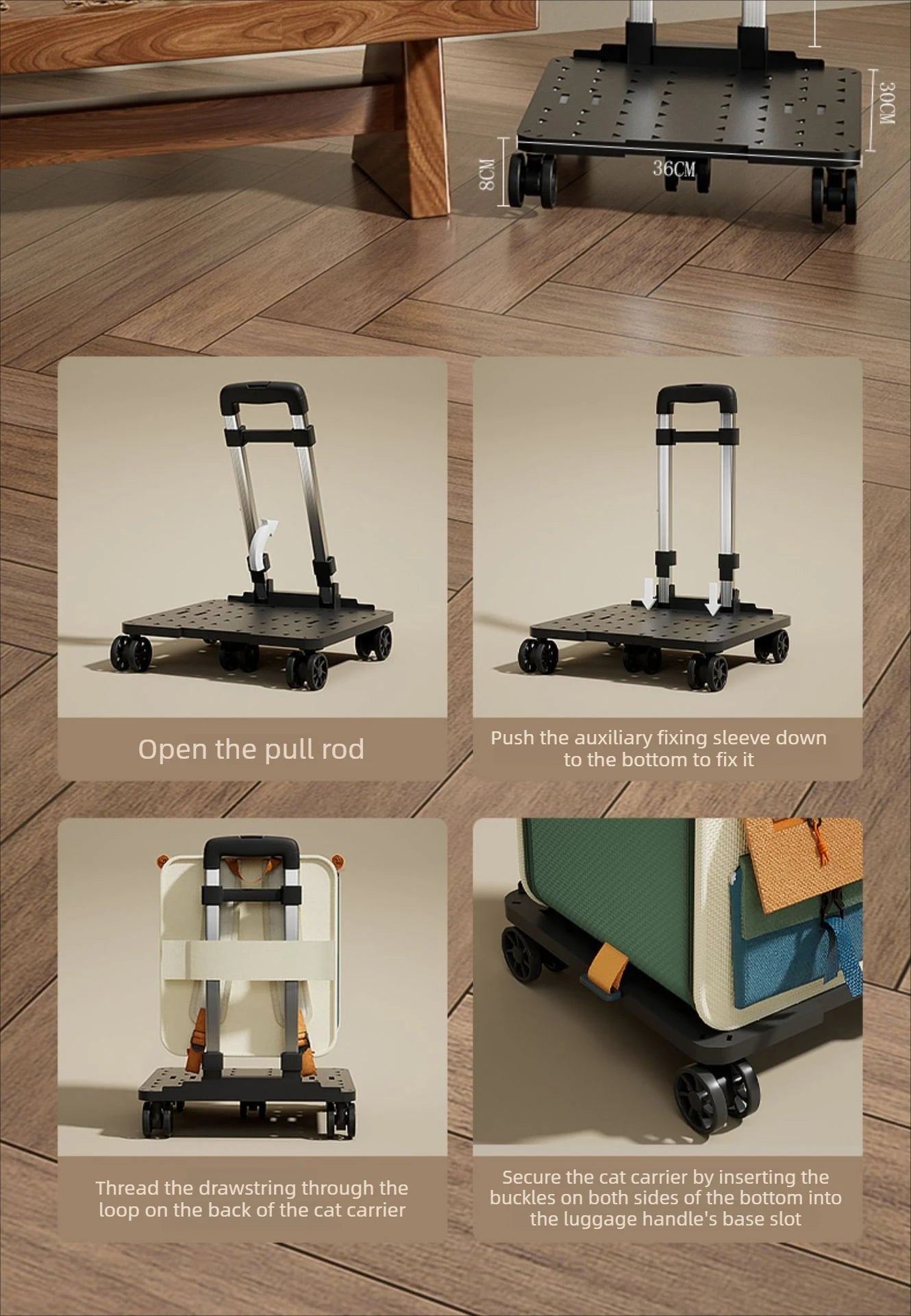 Lunara Roam Cat Carrier with Wheels Ideal for Travel Walking and Camping