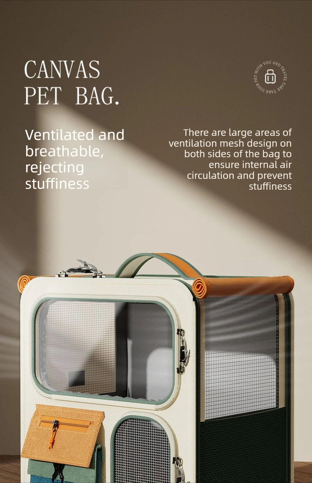 Lunara Roam Cat Carrier with Wheels Ideal for Travel Walking and Camping