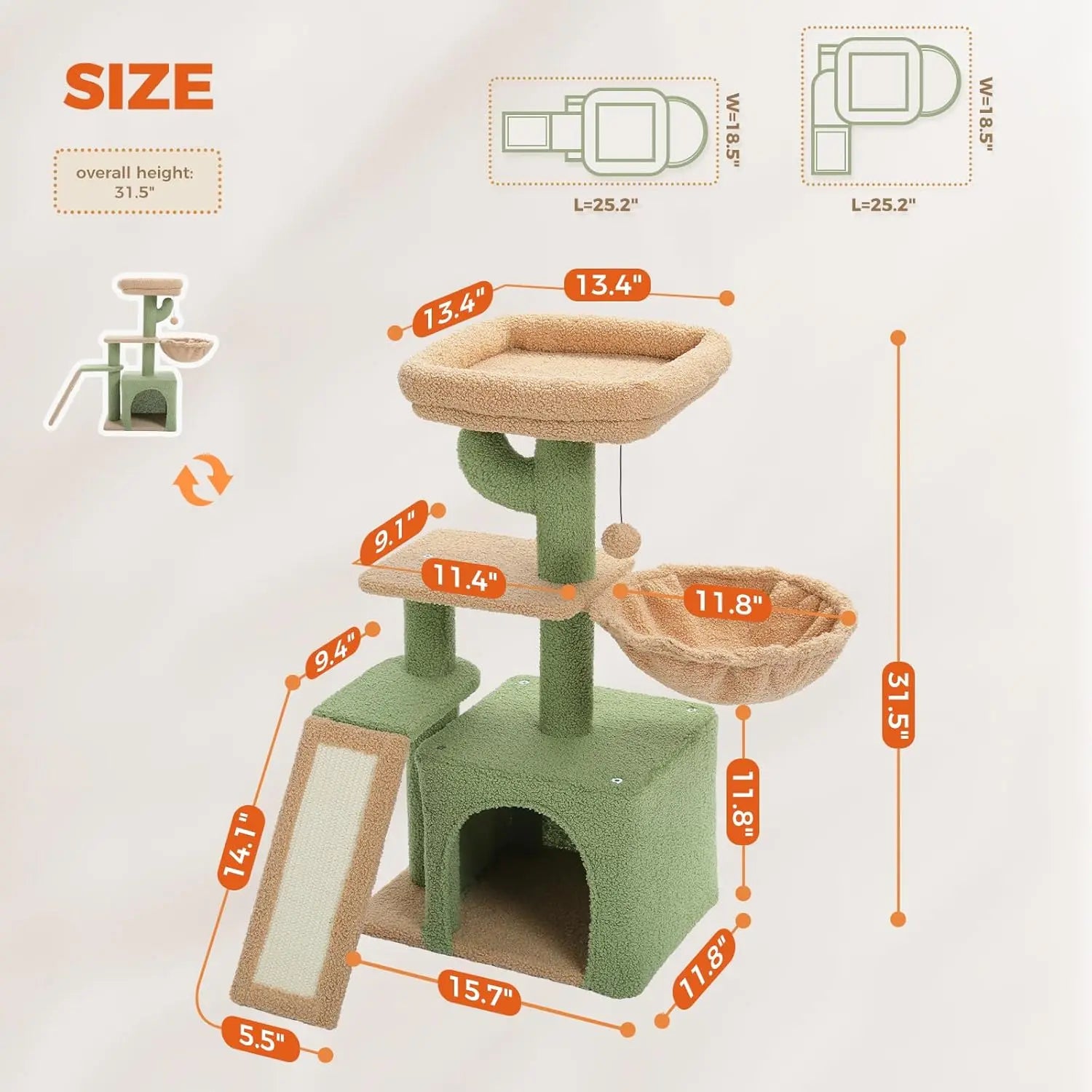Lunara Cactus Cat Tree — Green