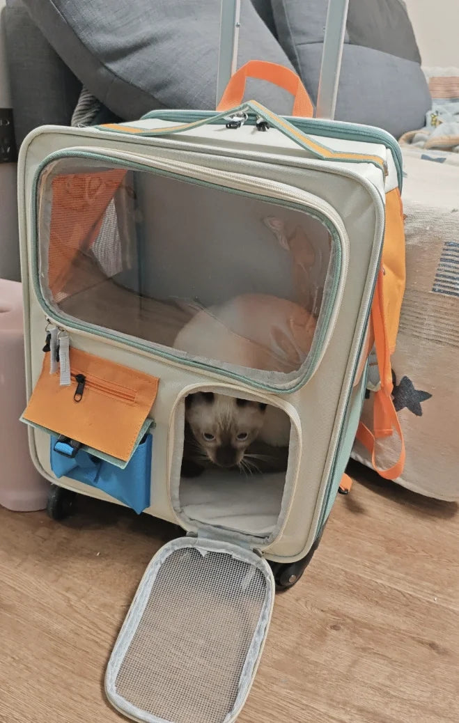 Lunara Roam Cat Carrier with Wheels Ideal for Travel Walking and Camping